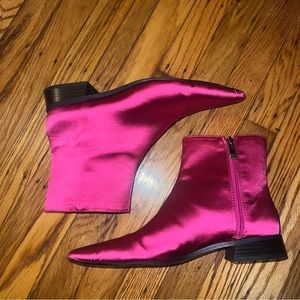 Zara Hot Pink Pointed Toe Satin Ankle Boot Sz. 7-1/2 | 38 Only worn a few times.